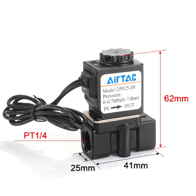 Airtac 2P0250-08: 2 Way Solenoid Valve. Plastic - 2P02508AIG