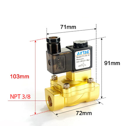 Airtac 2V130-10: 2 Way Solenoid Valve - 2V13010BT