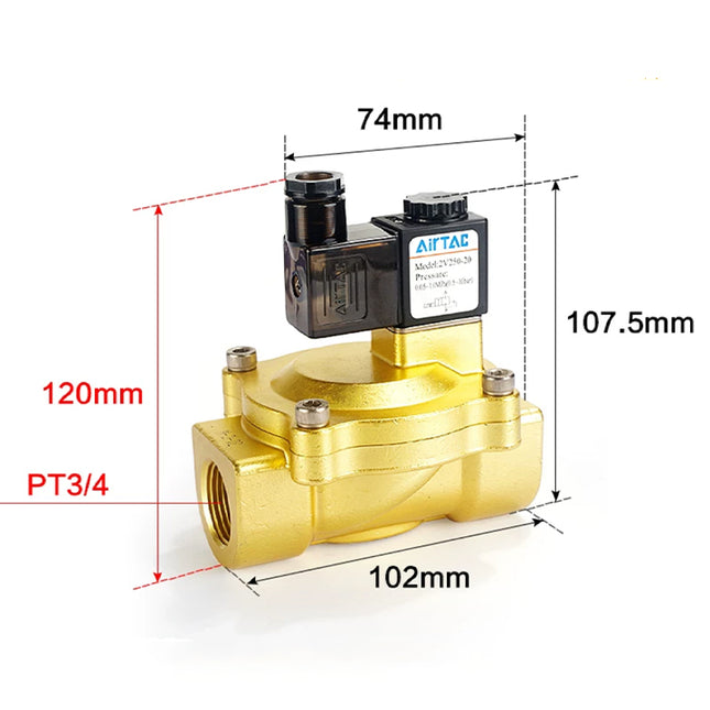 Airtac 2V250-20: 2 Way Solenoid Valve - 2V25020A
