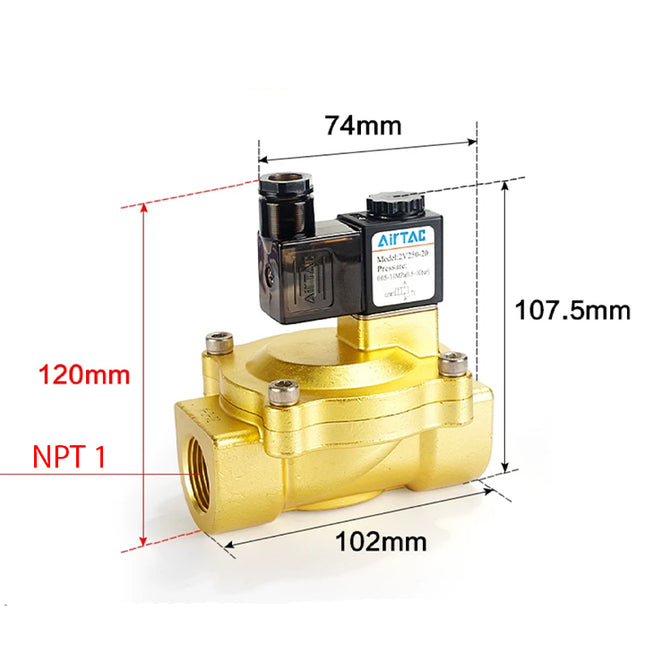 Airtac 2V250-25: 2 Way Solenoid Valve - 2V25025AT