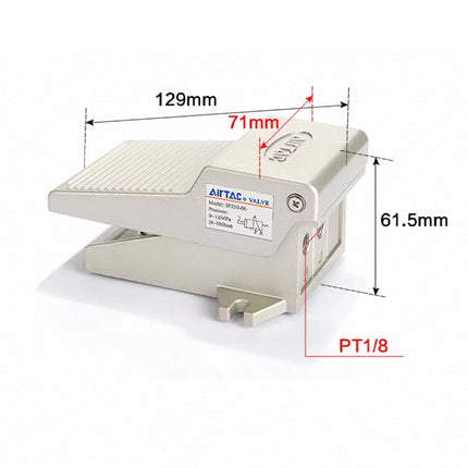 Airtac 3F210-06: Pneumatic Foot Pedal. 3 Way - 3F21006