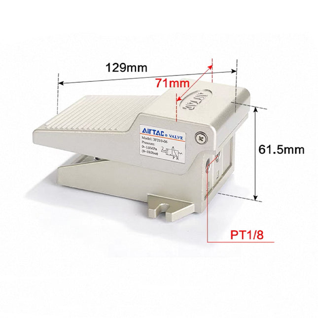 Airtac 3F210-06: Pneumatic Foot Pedal. 3 Way - 3F21006
