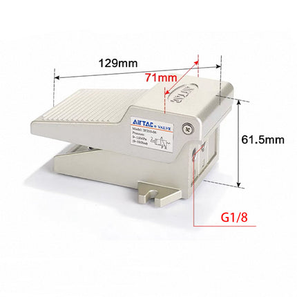 Airtac 3F210-06: Pneumatic Foot Pedal. 3 Way - 3F21006G