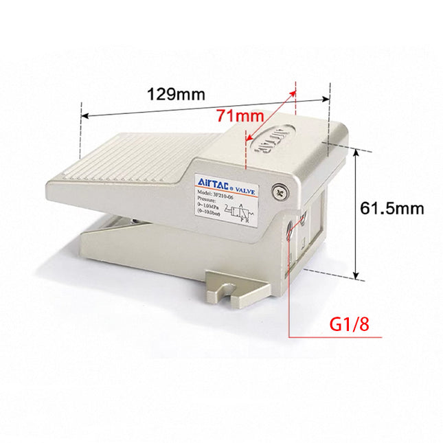 Airtac 3F210-06: Pneumatic Foot Pedal. 3 Way - 3F21006G