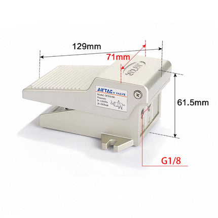 Airtac 3F210-06: Pneumatic Foot Pedal. 3 Way - 3F21006LG