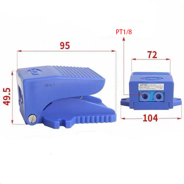Airtac 3FM210-06: Mini Pneumatic Foot Pedal. 3 Way - 3FM21006