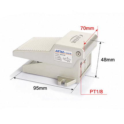 Airtac 3FM210-06: Mini Pneumatic Foot Pedal. 3 Way - 3FM21006