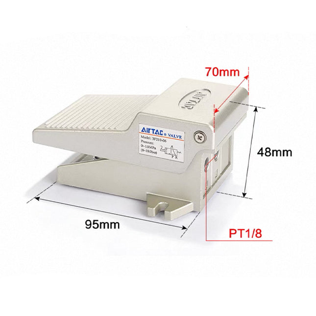 Airtac 3FM210-06: Mini Pneumatic Foot Pedal. 3 Way - 3FM21006