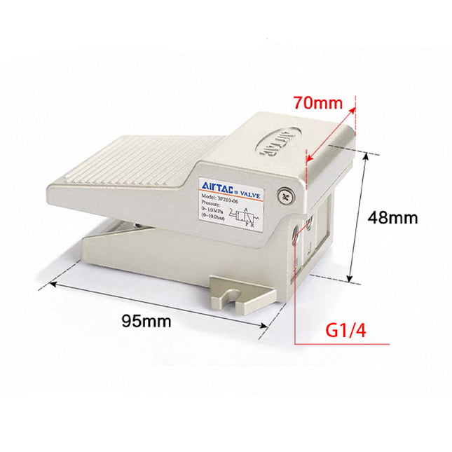 Airtac 3FM210-08: Mini Pneumatic Foot Pedal. 3 Way - 3FM21008G