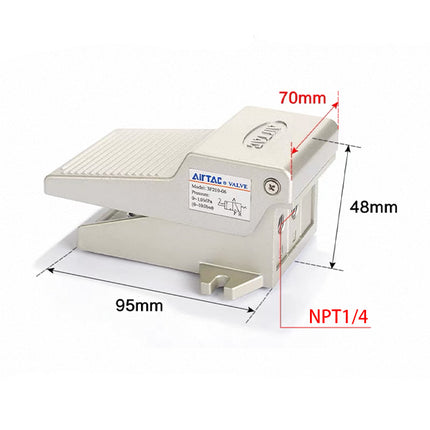 Airtac 3FM210-08: Mini Pneumatic Foot Pedal. 3 Way - 3FM21008T