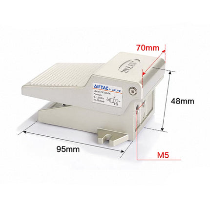 Airtac 3FM210-M5: Mini Pneumatic Foot Pedal. 3 Way - 3FM210M5
