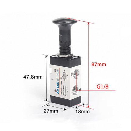 Airtac 3L110-06: Push Pull Valve. 3 Way - 3L11006G