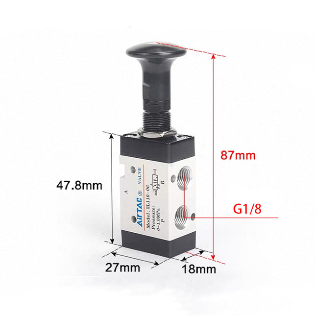 Airtac 3L110-06: Push Pull Valve. 3 Way - 3L11006G