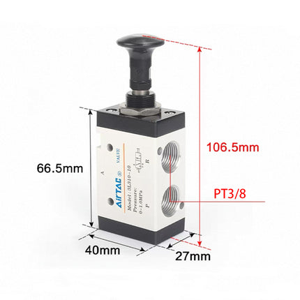 Airtac 3L310-10: Push Pull Valve. 3 Way - 3L31010