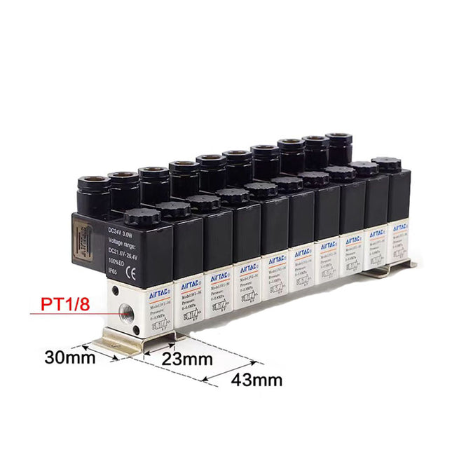 Airtac 3V1-06: Solenoid (3/2 way) +manifold - 3V106F10F