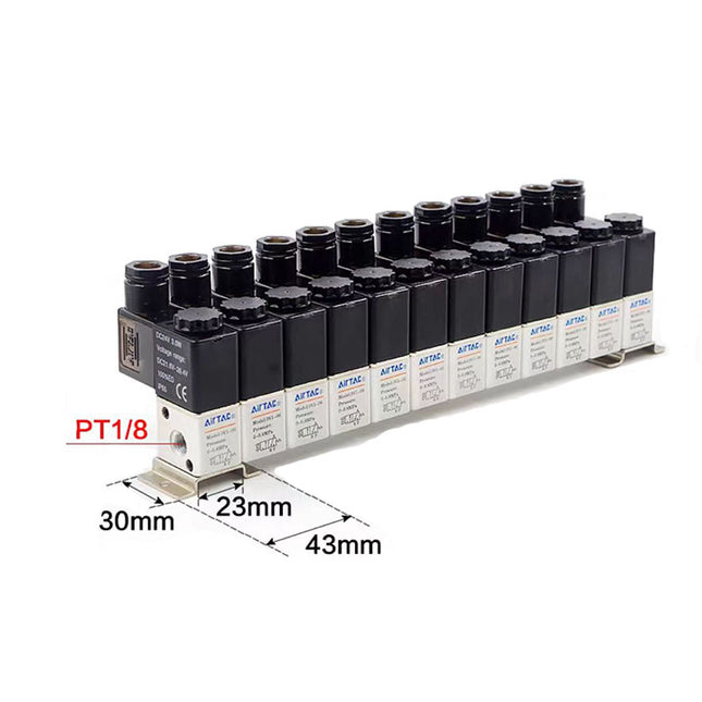 Airtac 3V1-06: Solenoid (3/2 way) +manifold - 3V106F12F