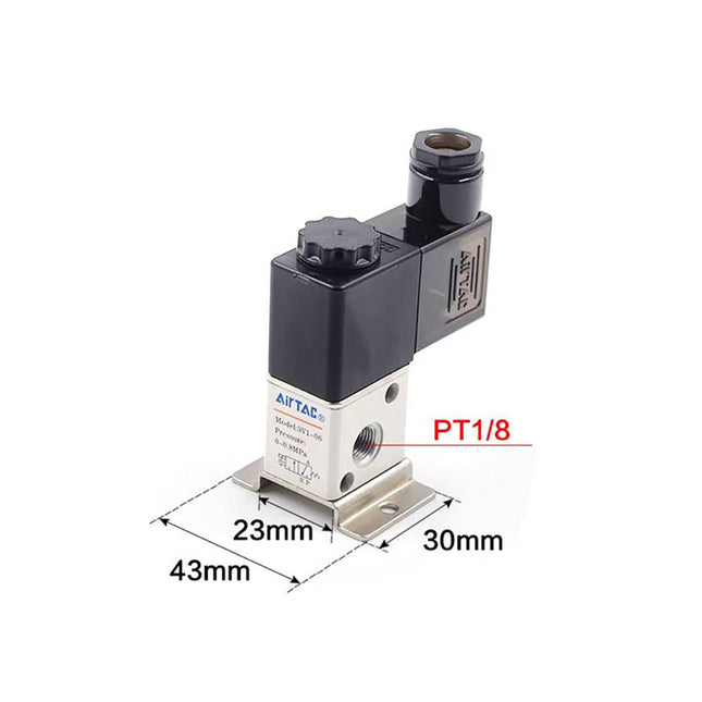Airtac 3V1-06: Solenoid (3/2 way) +manifold - 3V106F1F