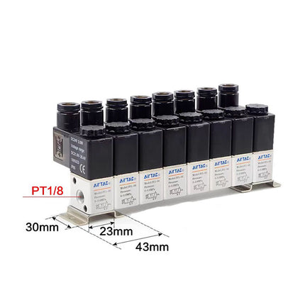 Airtac 3V1-06: Solenoid (3/2 way) +manifold - 3V106F8F