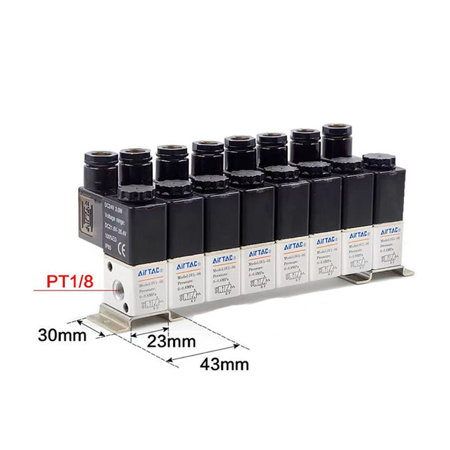 Airtac 3V1-06: Solenoid (3/2 way) +manifold - 3V106F8F