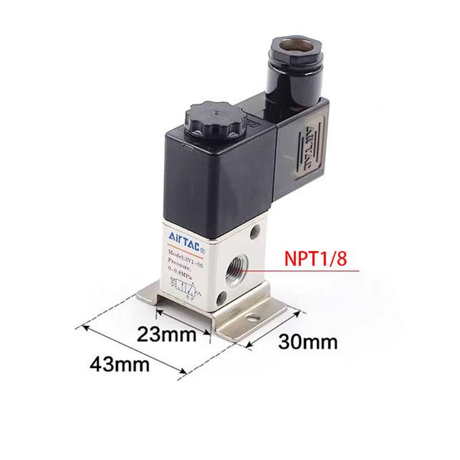 Airtac 3V1-06: Solenoid (3/2 way) +manifold - 3V106F1FT