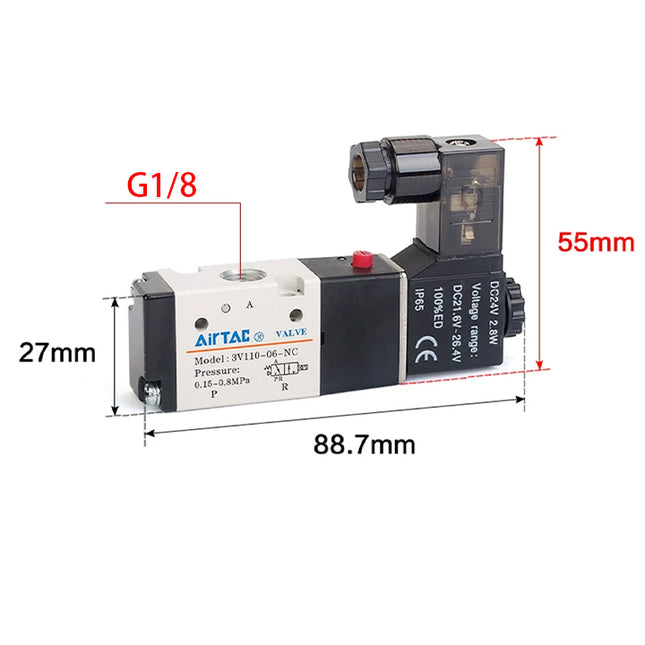 Airtac 3V110-06-NO: Solenoid valve(3/2 way) - 3V11006NOAG