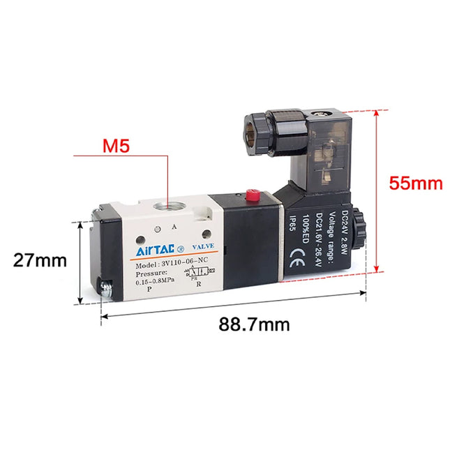 Airtac 3V110-M5-NC: Solenoid valve(3/2 way) - 3V110M5NCB