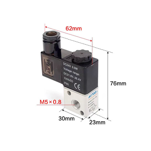 Airtac 3V1-M5: Solenoid valve(3/2 way) - 3V1M5B