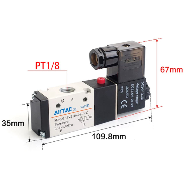 Airtac 3V210-06-NC: Solenoid valve(3/2 way) - 3V21006NCA