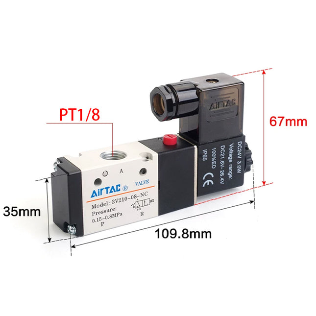 Airtac 3V210-06-NO: Solenoid valve(3/2 way) - 3V21006NOA