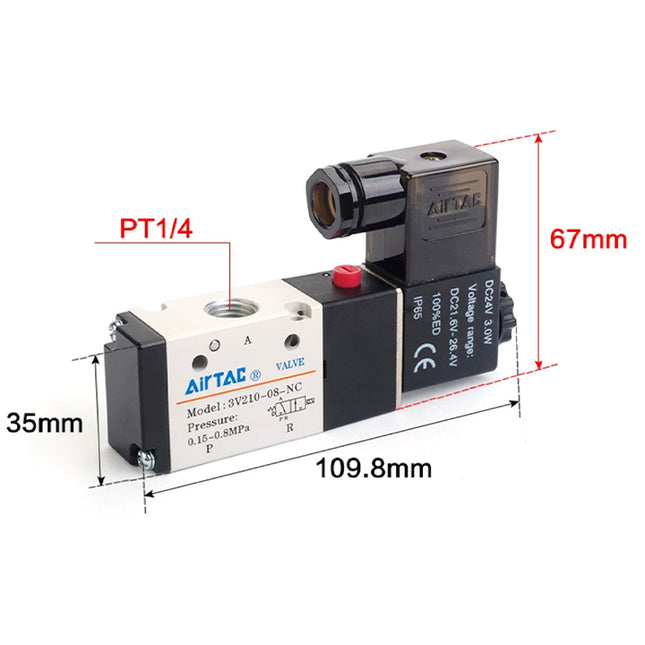 Airtac 3V210-08-NC: Solenoid valve(3/2 way) - 3V21008NCB