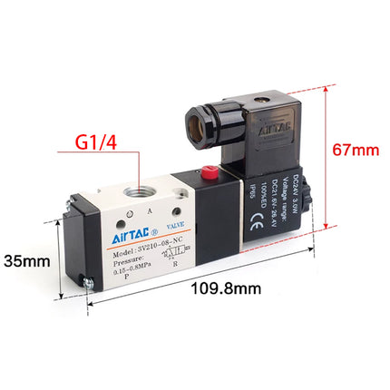 Airtac 3V210-08-NO: Solenoid valve(3/2 way) - 3V21008NOAG