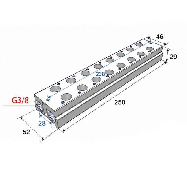 Airtac 3V300M: Air Valve Manifold - 3V300M8FG