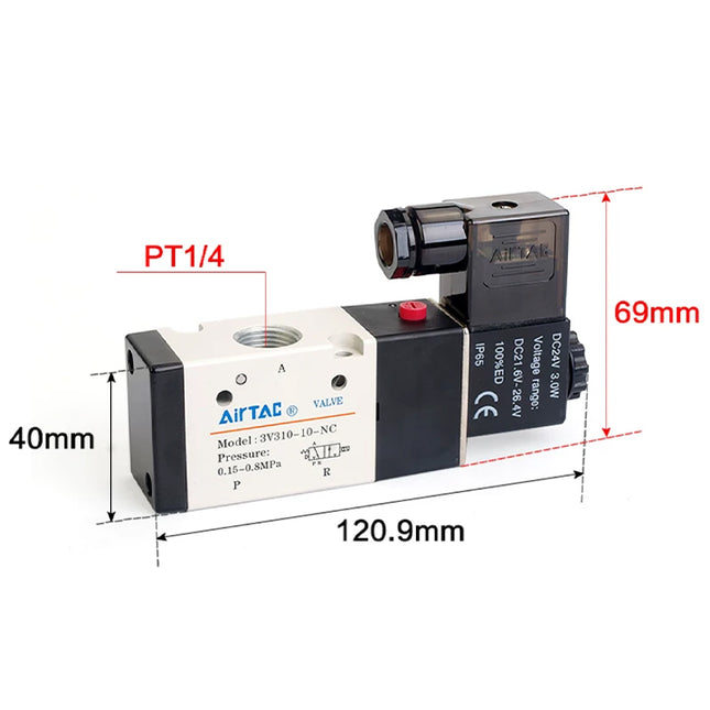 Airtac 3V310-08-NC : Solenoid valve(3/2 way) - 3V31008NCB