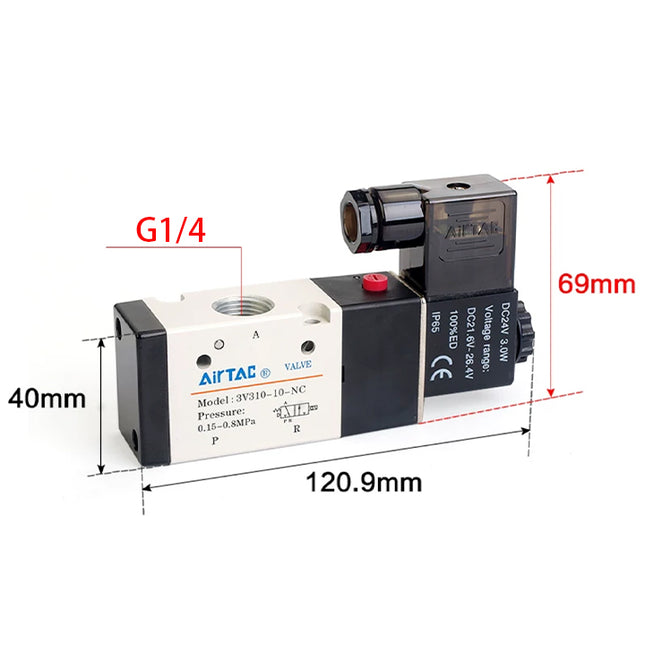 Airtac 3V310-08-NC : Solenoid valve(3/2 way) - 3V31008NCAG