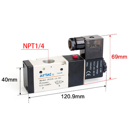 Airtac 3V310-08-NC : Solenoid valve(3/2 way) - 3V31008NCCT