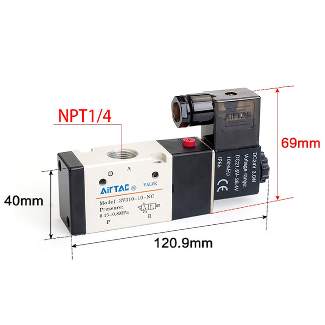 Airtac 3V310-08-NC : Solenoid valve(3/2 way) - 3V31008NCCT