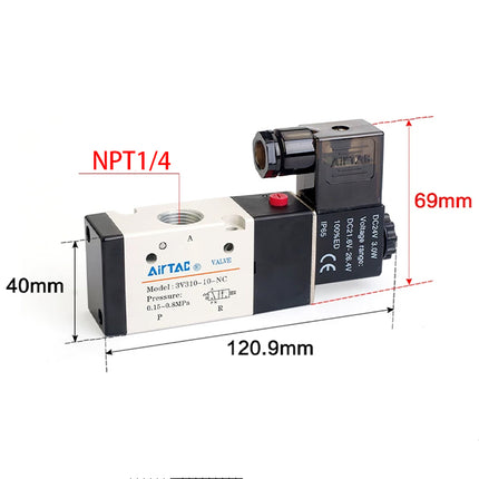 Airtac 3V310-08-NO : Solenoid valve(3/2 way) - 3V31008NOAT