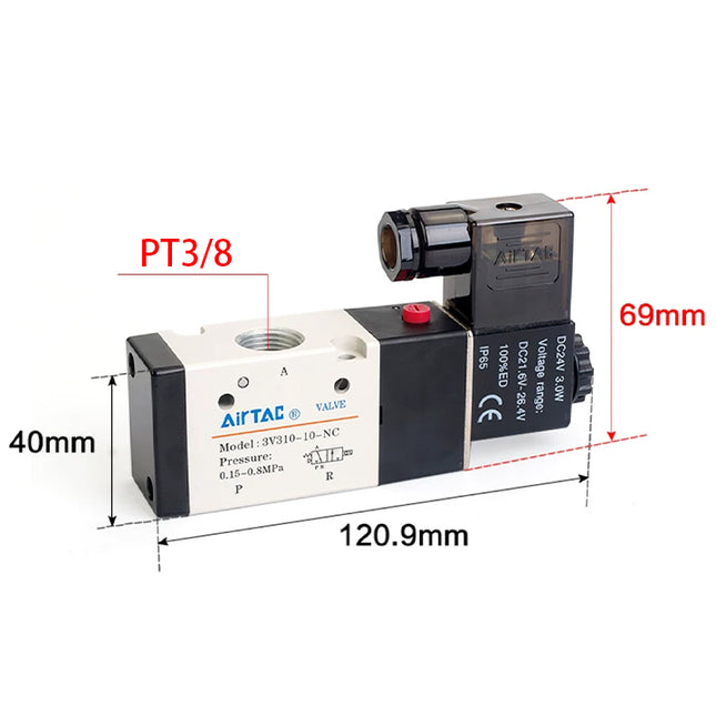 Airtac 3V310-10-NC: Solenoid valve(3/2 way) - 3V31010NCA