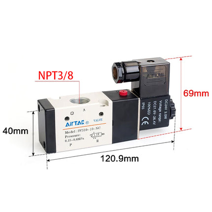 Airtac 3V310-10-NC: Solenoid valve(3/2 way) - 3V31010NCBT
