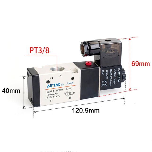 Airtac 3V310-10-NO: Solenoid valve(3/2 way) - 3V31010NOA