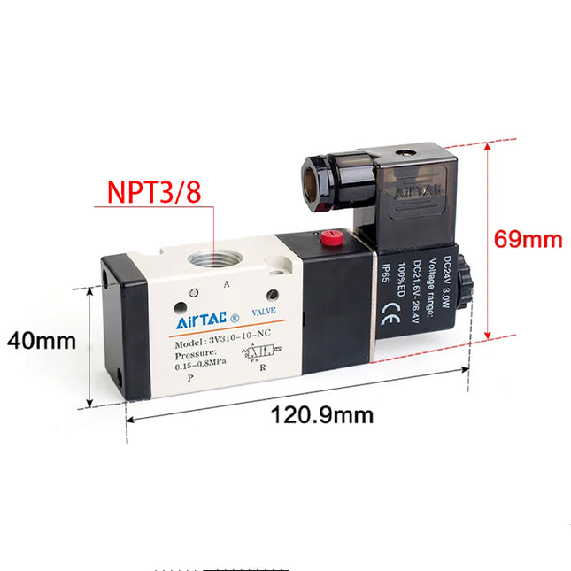 Airtac 3V310-10-NO: Solenoid valve(3/2 way) - 3V31010NOAT