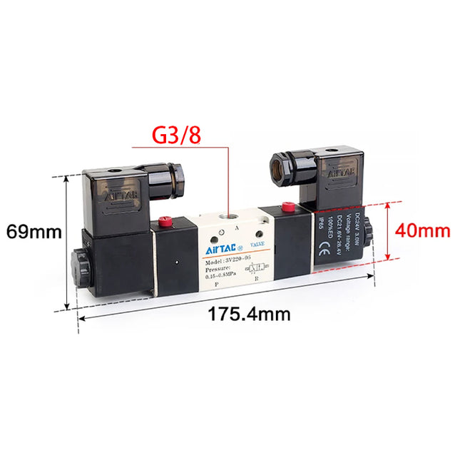 Airtac 3V320-10: Solenoid valve(3/2 way) - 3V32010AG