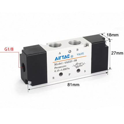 Airtac 4A120-06 Air Pilot Valve. 5 Way - 4A12006G