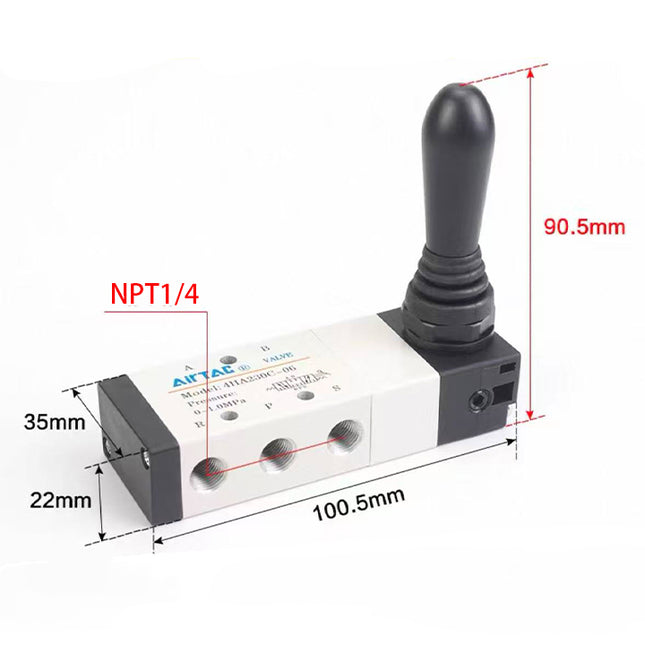 Airtac 4HA230E-08: Hand Valve. Toggle Style - 4HA230E08T