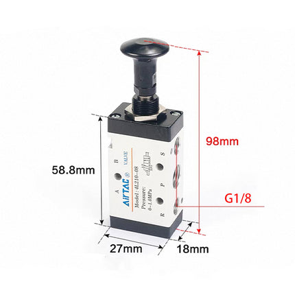 Airtac 4L110-06: Push Pull Valve. 5 Way - 4L11006G