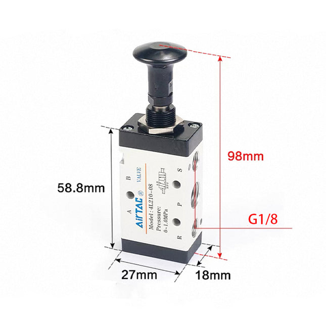 Airtac 4L110-06: Push Pull Valve. 5 Way - 4L11006G