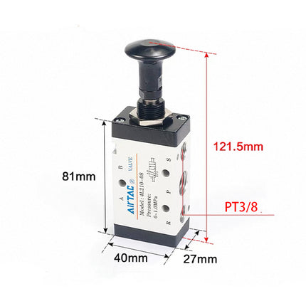 Airtac 4L310-10: Push Pull Valve. 5 Way - 4L31010