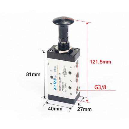 Airtac 4L310-10: Push Pull Valve. 5 Way - 4L31010G