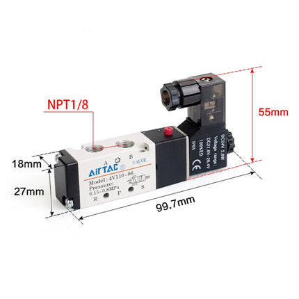 Airtac 4V110-06: Solenoid Air Valve - 4V11006BT