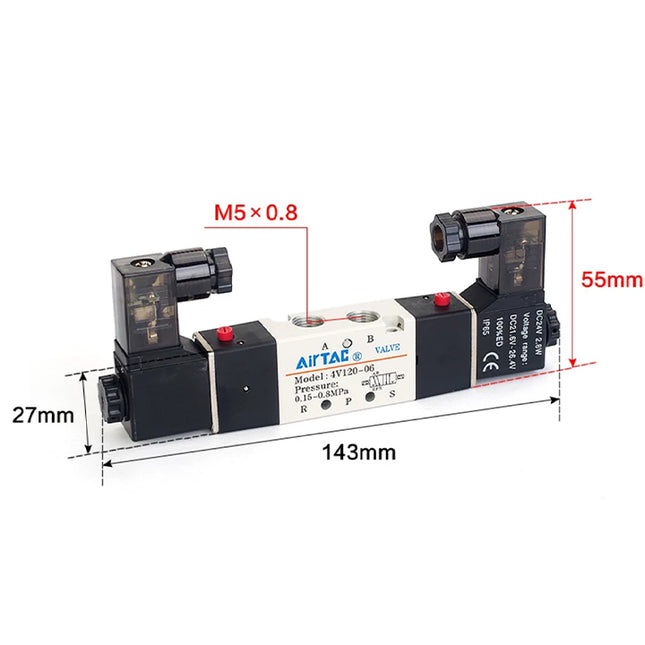 Airtac 4V120-M5 Solenoid Air Valve(5/2,5/3 way) - 4V120M5B